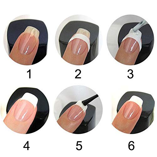 576pcs 12 Sheets French Nail Self-Adhesive Stickers Stencils Manicure Nail Tips Smile Line Guide for Women Girls - Moon Shape Design