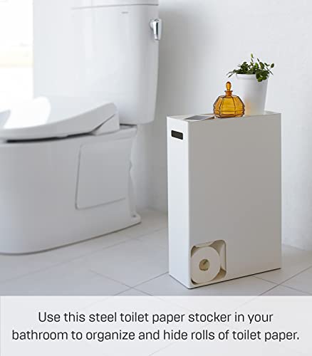 YAMAZAKI home 2294 Toilet Paper Stocker-Bathroom Storage Organizer Dispenser, One Size, White