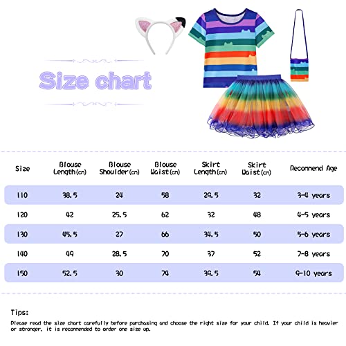 ADREIT Rainbow Tutu Dress for Girls, Birthday Girl Outfit Set Costumes with Headband and Bag Halloween Birthday Party Outfits