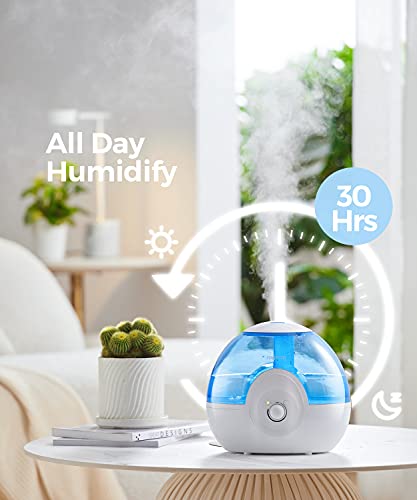 raydrop® Cool Mist 2.2L Humidifiers for Bedroom, 28dB Whisper-Quiet Ultrasonic Humidifier, Easy to Clean Home Humidifier, Auto Shut-Off, 30H Work Time, Night Light (Blue)