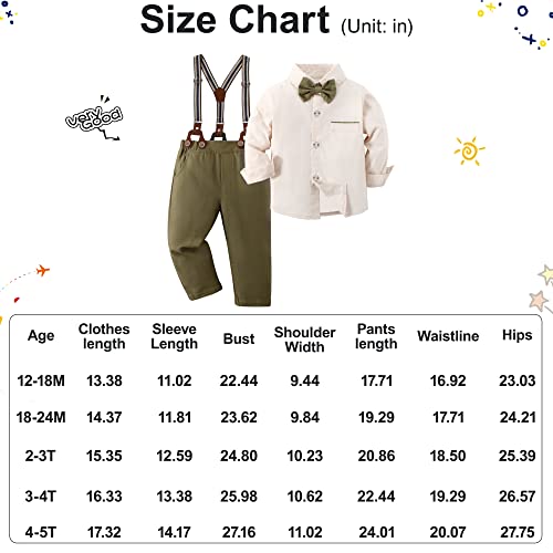 Toddler Baby Boy Clothes 1-5T Boy Gentleman Suit Long Sleeves Shirt + Suspender Pants + Bowtie Toddler Boy Outfits