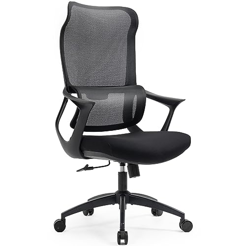 Office Chair-Ergonomic Computer Desk Chair, High Back Mesh Home Office Chair, Big and Tall Office Chair with Lumbar Support, Large Computer Executive Desk Chair with Wide Thick Seat, 330lbs, Black