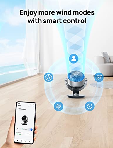 Dreo Smart Table Fans for Bedroom, 120°+90° Oscillating Fans with Remote/Voice/Wifi/Alexa Control, Powerful 70 ft Air Circulator Fan, 4 Speeds, 5 Modes, 12H Timer, 9 Inch Quiet Fan for Office, Home