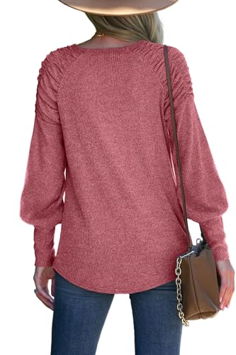 Womens Sweaters Lightweight Fall Outfits Long Sleeve Shirts Casual Red XL