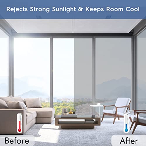 rabbitgoo One Way Window Film Daytime Privacy Mirror Window Tint for Home Office, Heat Control Sun Blocking Anti UV Reflective Tinting Film Glass Window & Door Covering, 17.5 Inch X 6.5 Feet, Silver