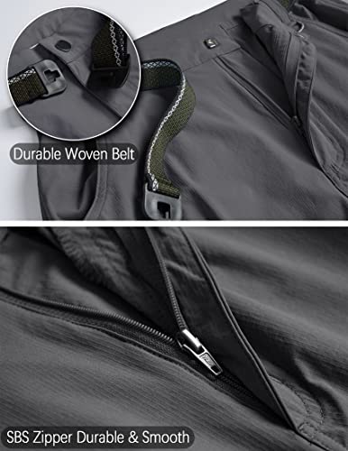 Men's Cargo Work Hiking Pants Lightweight Water Resistant Quick Dry Fishing Travel Camping Outdoor Breathable Multi Pockets Dark Grey M