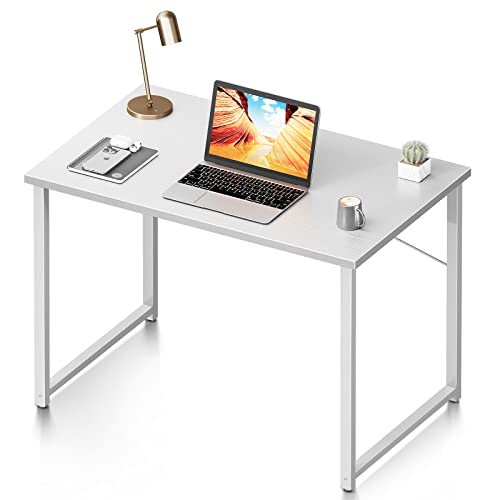 Coleshome 32 Inch Computer Desk, Modern Simple Style Desk for Home Office, Study Student Writing Desk, White