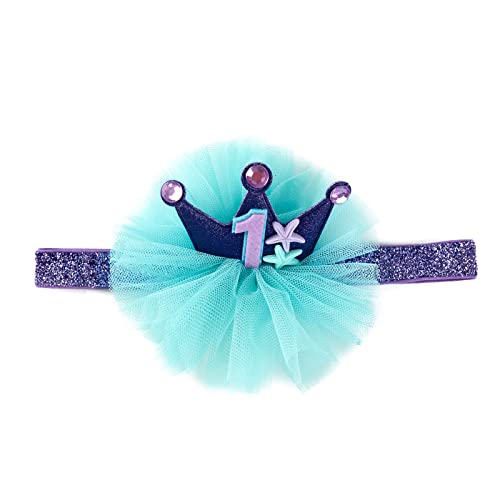 First 1st Birthday Girl Outfit Baby Mermaid Party Tutu Skirt with One Crown Headband