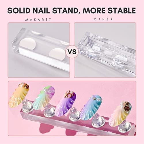 Makartt Nail Stand for Press On Nails Display Practice Art Painting Magnetic Fake Nail Holder for Painting Nails Stand for False Nail Designs with Reusable Putty for Home DIY Beginner Salon Supplies