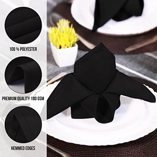 Utopia Home Black Cloth Napkins (12 Pack, 20x20 Inches), Ideal Dinner Napkins for Party, Wedding and Lunch/Dinner