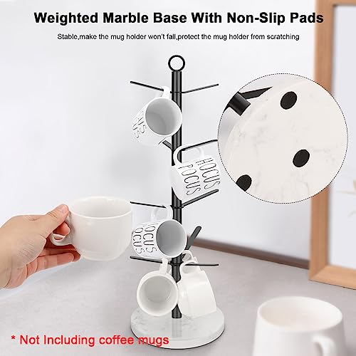 HarJue Mug Holder Tree, Coffee Cup Stand Holder, Thick Base Mug Rack with 9 Hooks for Kitchen Home Bar Cabinet, Matte Black