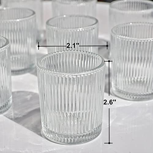 VOHO Clear Votive Candle Holders for Table Centerpiece, Glass Candle Holder Bulk Set of 12, Glass Votive Holder for Home Decor & Holiday Decor(2.1 x 2.6 Inch, Clear)