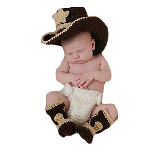 Newborn Baby Photography Props Boy Girl Photo Shoot Outfits Crochet Knitted Clothes Cowboy Hat Shorts Set