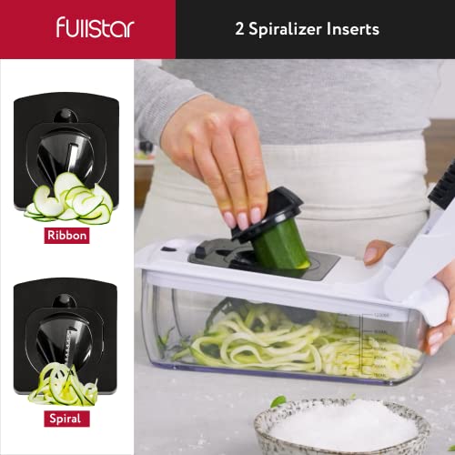 Fullstar 9-in-1 Deluxe Vegetable Chopper Vegetable Cutter - Spiralizer Vegetable Slicer Dicer - Onion Chopper Food Chopper Veggie Chopper - Juicer Peeler Egg Slicer & Separator - Kitchen Gadgets White