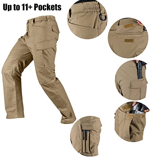 FREE SOLDIER Men's Water Resistant Pants Relaxed Fit Tactical Combat Army Cargo Work Pants with Multi Pocket (Black 34W x 32L)