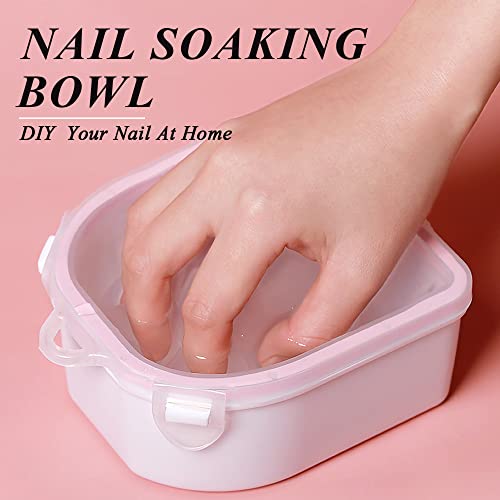 Nail Soaking Bowl, Gel Nail Polish Remover Kit, Manicure Bowl for Hand, Dip Powder Remover Tools, Nail Soak Off Bowl for Acrylic Nails, Nail Brush, Cuticle Pusher, Cuticle Peeler, 100/180 Nail File, Buffer Block