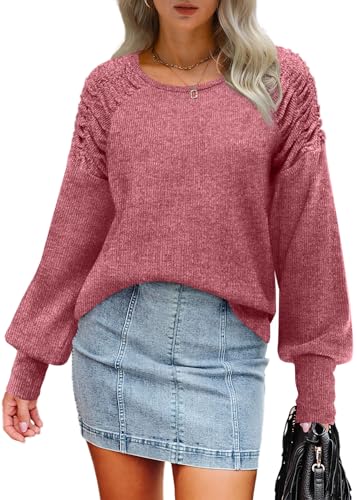 Womens Sweaters Lightweight Fall Outfits Long Sleeve Shirts Casual Red XL