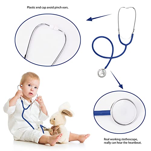 HTVYYDS White Lab Coat for Kids, Doctor Coat with Working Stethoscope&ID Card,Doctor Scientist Dress Up Costume for Boy Girls