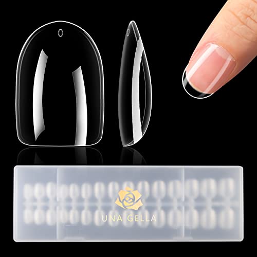 UNA GELLA Extra Short Oval Almond Gel Nail Tips 360pcs 15 Sizes Round Almond Press on Nails Short Oval Fake Tips Full Nails Short Oval Almond For Nail Extension DIY Salon Soft Gel Tips