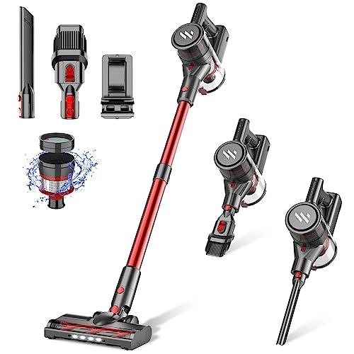 Vacuum Cleaners for Home, Cordless Vacuum Cleaner with 2200mAh Powerful Lithium Batteries, Up to 35 Mins Runtime Cordless Vacuum, 4 in 1 Lightweight Quiet Vacuum Cleaner Perfect for Hardwood Floor