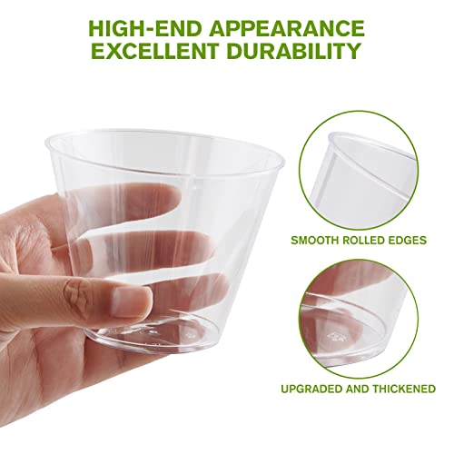 JollyPack 300 Pack Clear Plastic Cups 9 oz Disposable Cups Transparent Plastic Drinking Cups, Plastic Party Cups, Hard Plastic Cups for Weddings, Home, Dinner and other Events