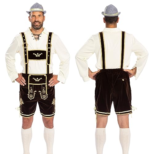 MOKE Oktoberfest Costume Men's Traditional Bavarian Guy Adult Costume for Oktoberfest and Costume Parties - Dark Brown - Medium