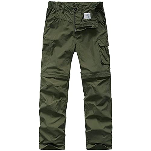 JOMLUN Men’s Hiking Pants Zip Off Cargo Pants Lightweight Quick Dry Convertible Outdoor Shorts Army Green