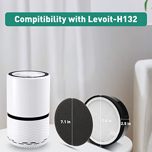 2 Pack LV-H132 Air Purifier Replacement Filter Compatible with LEVOIT LV-H132-RF Air Purifier H13 True HEPA Air Filter Replacement 3-In-1 Filtration System Compatible With LEVOIT LV-H132 Air Purifier