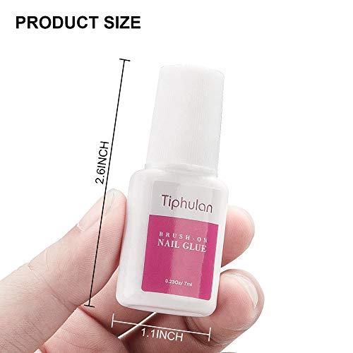 42ml Super Strong Nail Glue for Press On Nails, Acrylic Nails, Nail Tips - TIPHULAN Professional Brush On Nail Glue Easy Application, Durable & Long-Lasting Fake Nail Glue, 0.23 oz for Each Glue(6PCS)