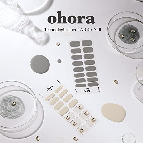 ohora Semi Cured Gel Nail Strips (N Mild Latte) - Works with Any Nail Lamps, Salon-Quality, Long Lasting, Easy to Apply & Remove - Includes 2 Prep Pads, Nail File & Wooden Stick - Beige