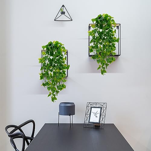 BLEUM CADE Fake Hanging Plants, 2pcs Artificial Hanging Plant, Faux Pothos Vines Hanging Plant Greenery for Wall Home Living Room Indoor Outdoor Decor (No Baskets)