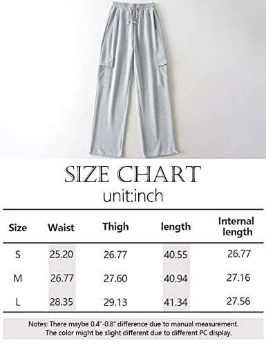 Rxozrxoz Womens Parachute Pants Drawstring Elastic Loose Cargo Sweatpants Y2K Baggy Cargo Pants Jogger with Pockets(Grey-L)