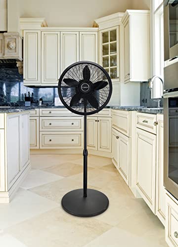 Lasko Oscillating Pedestal Fan, Adjustable Height, 3 Speeds, for Bedroom, Living Room, Home Office and College Dorm Room, 18", Black, 1827