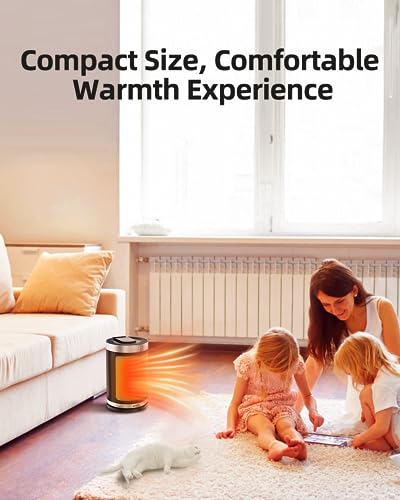 KNKA Space Heaters for Indoor Use, Portable Electric Heater with Thermostat, 90° Oscillation, 4 Mode, 12H Timer, 1500W Fast Safe Heating Ceramic Heater for Bedroom, Home, Office - ETL Certified, 9.4"