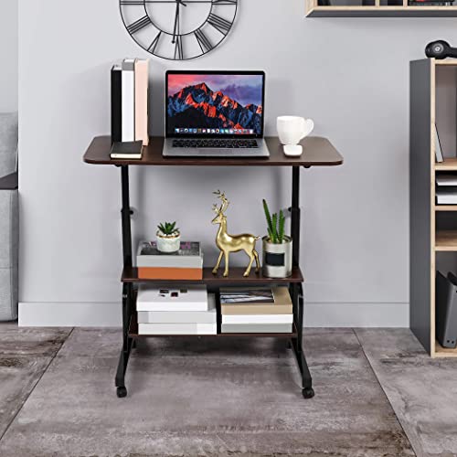 Small Desk for Laptop Small Space Portable Desk Living Room Sofa Bedroom Bedside with Storage Home Office Desk Adjustable Height Desk Removable Home Office Desk Furniture Size 31.5 * 15.7 in Brown A