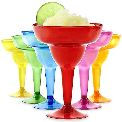 Stock Your Home Multicolor Plastic Margarita Glasses Disposable (Set of 48) Decorations for Cinco de Mayo Parties, Colorful Cocktail Cups for Tropical Party Supplies - Large 12 oz Hurricane Glasses