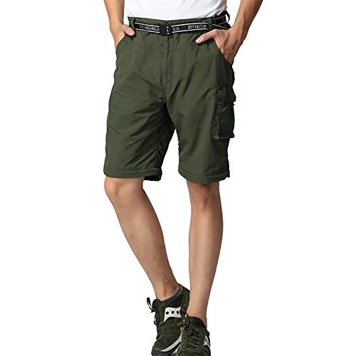 JOMLUN Men’s Hiking Pants Zip Off Cargo Pants Lightweight Quick Dry Convertible Outdoor Shorts Army Green