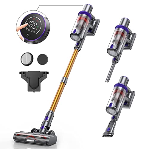 Laresar Cordless Stick Vacuum Cleaner with Touch Screen, 400W/33000pa , Up to 50 Mins Runtime, Handheld Anti-Tangle , Edge Cleaning, Pet Hair, Carpet and Hardwood Floor
