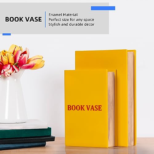 Home Decor Book Shaped Decorative Vase,Resin Vases for Home Decor,nique Home,Bedroom,Office Accent,Bookshelf Unique Vase Book Lover (Yellow)