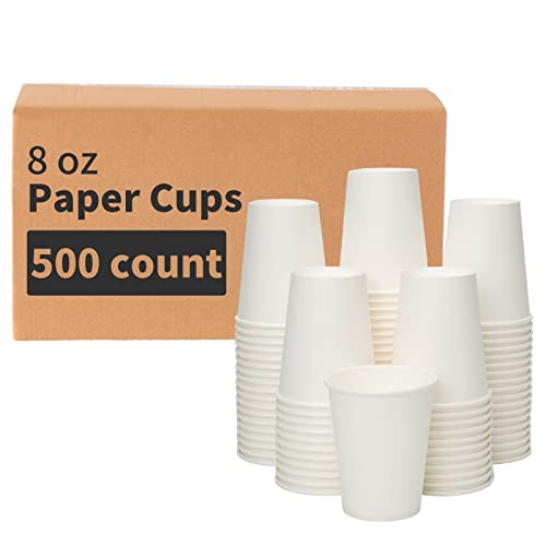 RACETOP Paper Coffee Cups 8 oz 500 Pack, Disposable Paper Cups, Hot Coffee Cups for Office,Party,Home