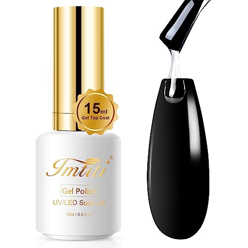 Imtiti Gel Nail Polish Top Coat - No Wipe Top Coat Glossy Shine Finish Long Lasting 15ML Soak Off Nail Clear UV Nail Lamp Gel for Gel Nail Polish Salon Quality Nail Art Design for Home