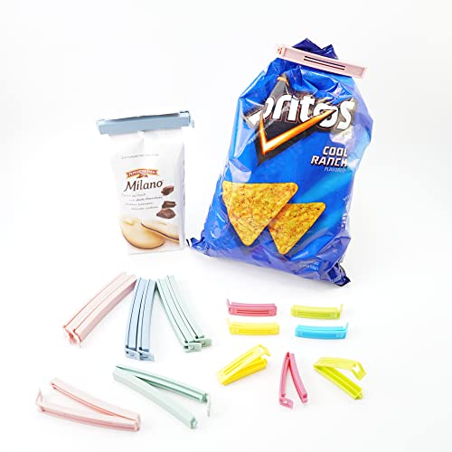 Yarall 30 PCS Plastic Chip Clips for Food Packages, Curved Design Sealing Bag Clips for Food, Kitchen and Home(4.3in x10pcs, 2.1in x20pcs)