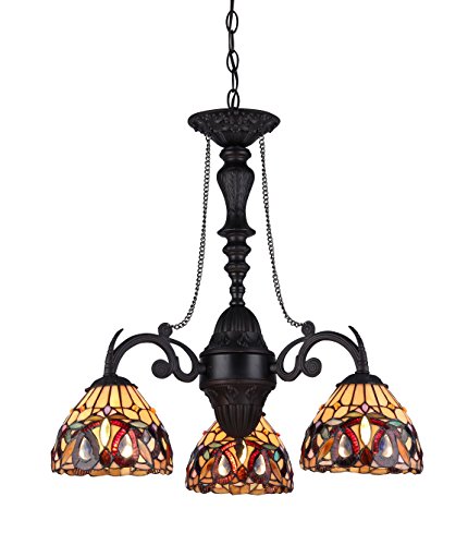 Chloe Lighting CH33353VR21-DC3 Serenity Tiffany-Style Victorian 3-Light Mini Chandelier, 25.8 x 20.5 x 20.5, Bronze