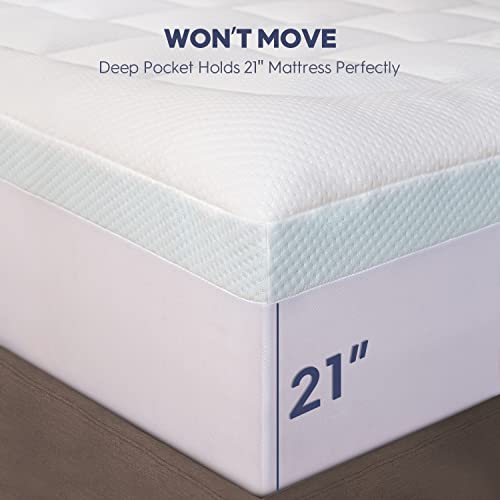 ELEMUSE Dual Layer 4 Inch Memory Foam Mattress Topper Queen Size, 2 Inch Cooling Gel Memory Foam Plus 2 Inch Bamboo Pillow Top Cover, Comfort Support Back Pain Relief