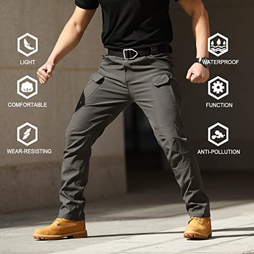 AUTIWITUA Men's Tactical Pants Water Resistant Flex Ripstop Cargo Pants Lightweight Outdoor Work Hiking Pants with Multi Pockets(No Belt)