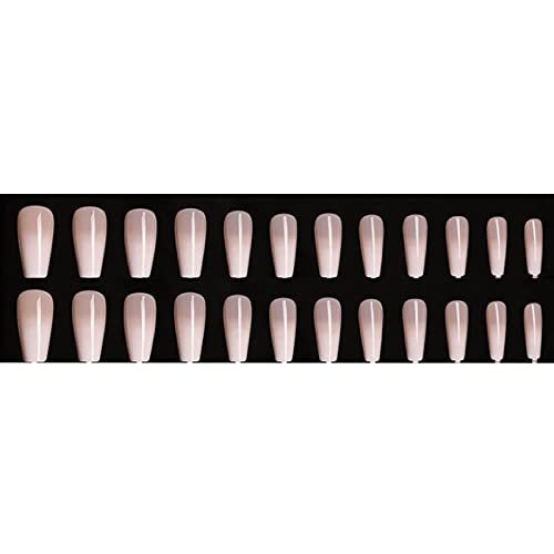 Hkanlre Coffin Press on Nails Medium Fake Nails Coffin Jelly Full Cover Ballerina Ndue False Nails for Women and Girls 24PCS