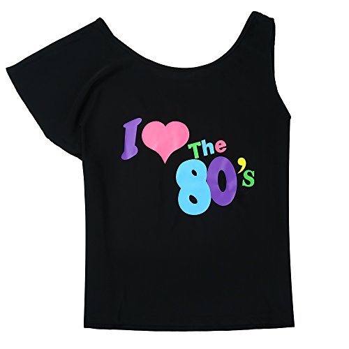 ESRTYERYH WOMEN COSTUME Womens I Love The 80's Disco 80s Costume Outfit Accessories, Hot Pink, L/XL