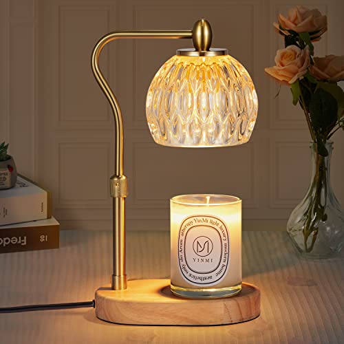 NVRGIUP Candle Warmer, Candle Warmer Lamp with Timer & Dimmer Candle Warmer Height Adjustable Scented Candles, Candle Warmer with 2 * 50W Bulbs for Home Decor (Gold)