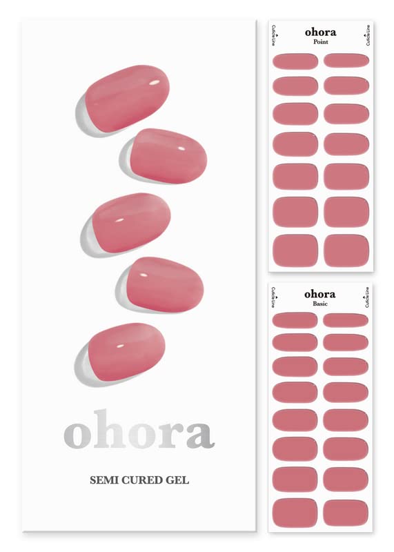 ohora Semi Cured Gel Nail Strips (N Juliet) - Works with Any Nail Lamps, Salon-Quality, Long Lasting, Easy to Apply & Remove - Includes 2 Prep Pads, Nail File & Wooden Stick
