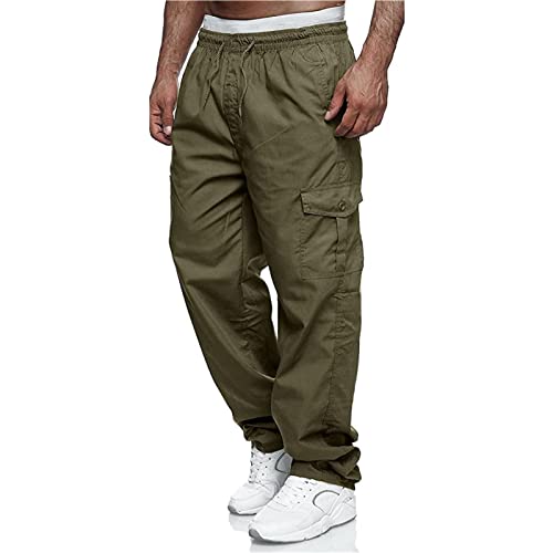 EndoraDore Mens Fashion Cargo Pants Multi Pocket Athletic Pants Casual Outdoor Trousers Loose Work Pants with Drawstring